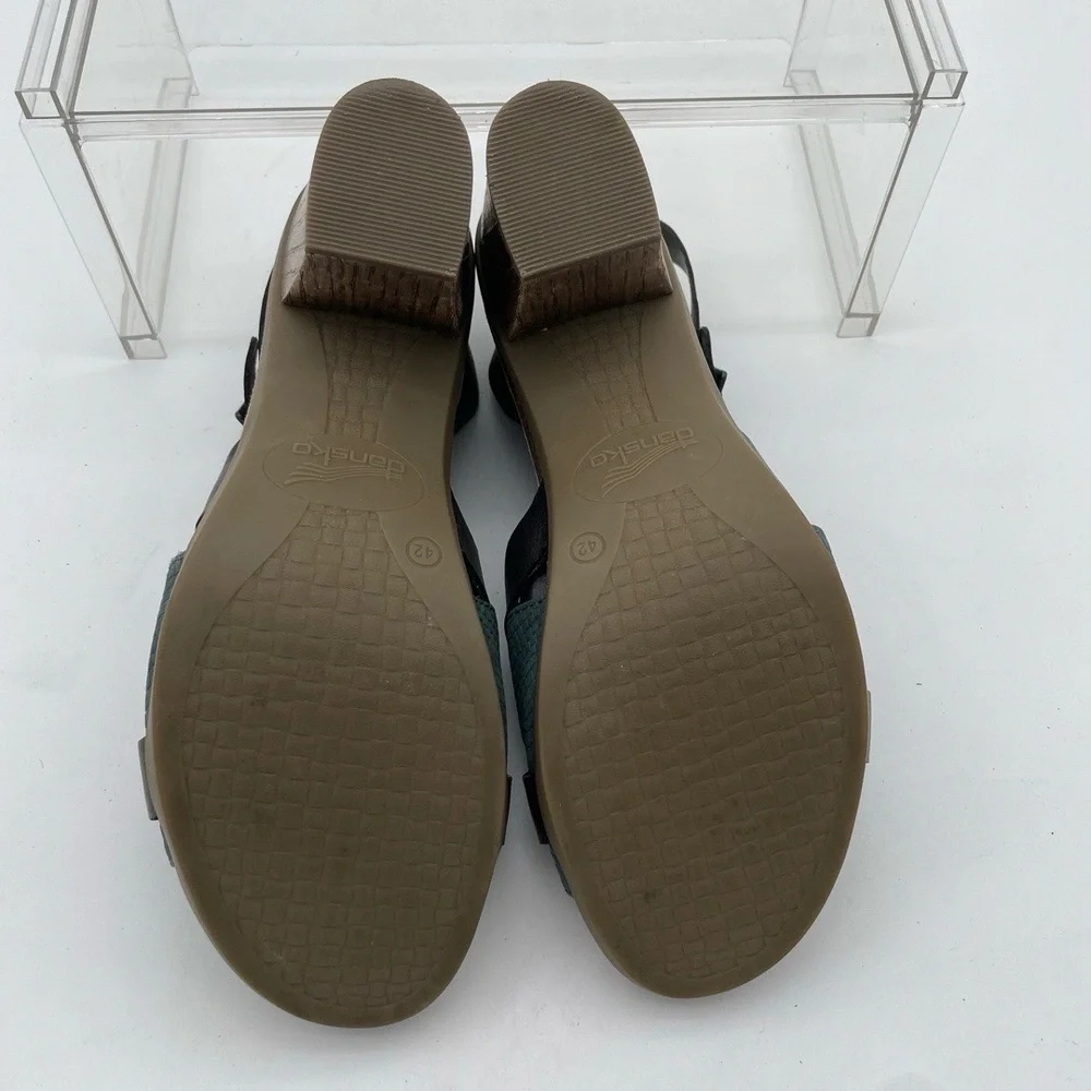 Dansko turquoise Green chunky block heel Emboss Comfort Sandal EU 42 US‎ 11.5-12
